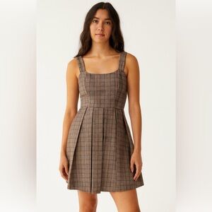 Monteau Thanksgiving Plaid Fit & Flare Sleeveless Dress Pleated Skirt Small